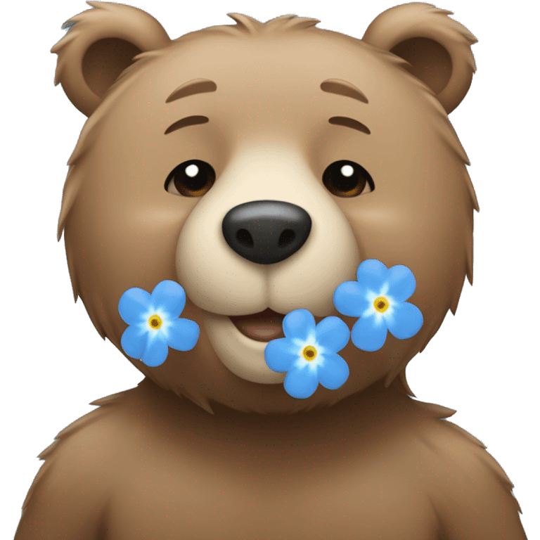 Bear with blue forget-me-not emoji