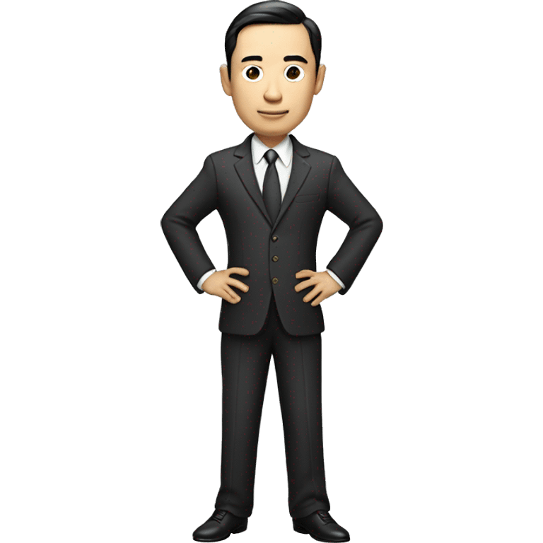 rich chinese man with narrow eyes full length in suit emoji