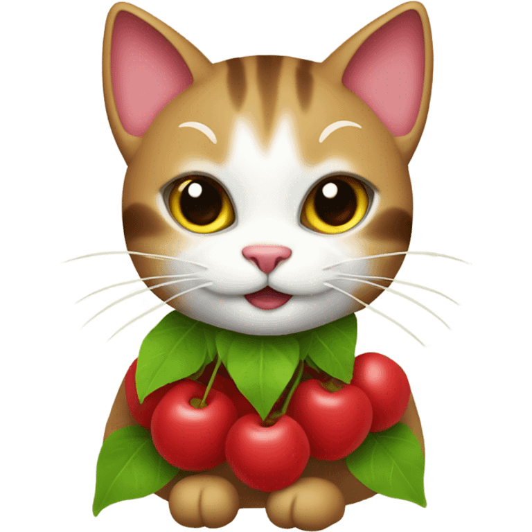 Cat wearing a cherry costume emoji