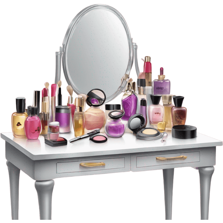 Makeup vanity with perfume on it emoji