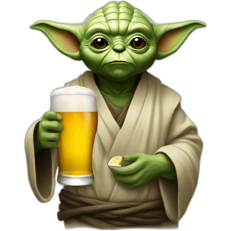 Yoda with a beer emoji