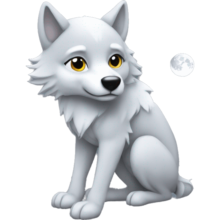 coquette silver wolf and moon emoji