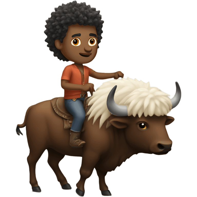 White man with spikey hair riding buffalo emoji