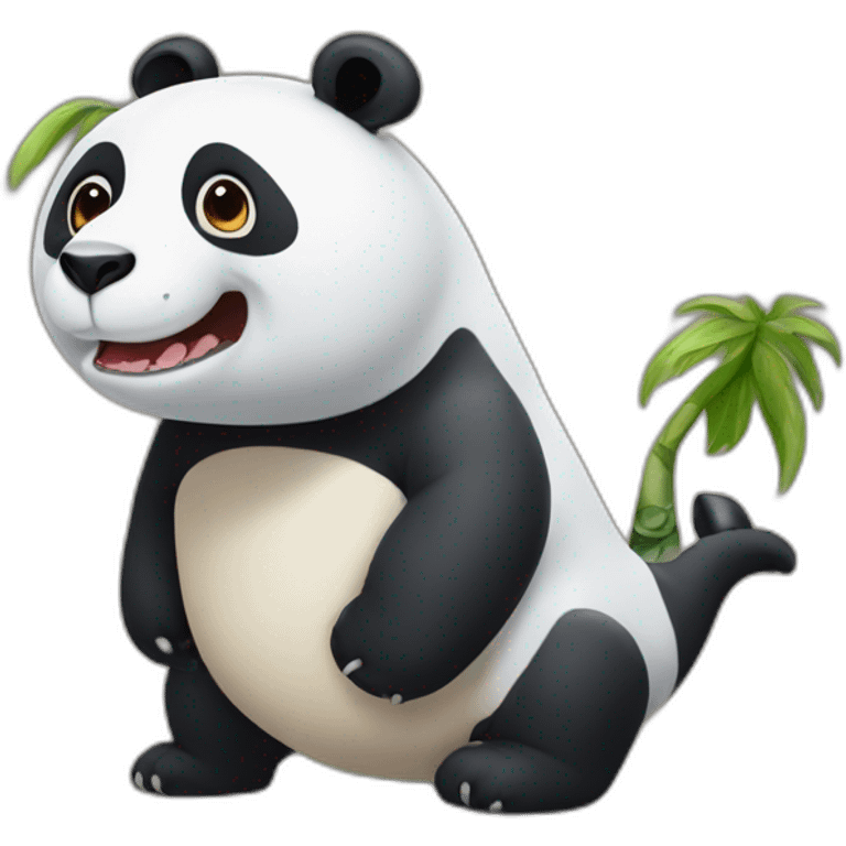 A panda bear mixed with a dino emoji