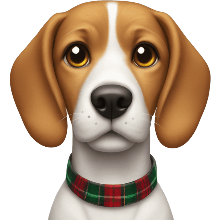 Beagle With a Red and green Plaid Collar emoji