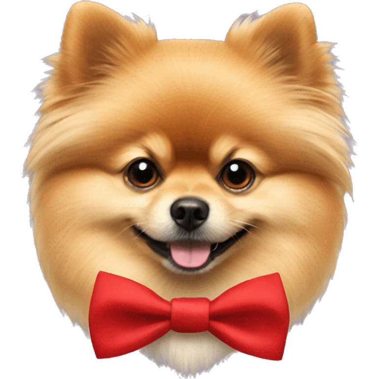 Pomeranian in red bow tie emoji