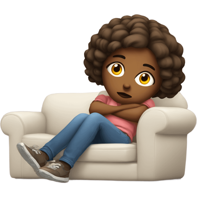 Bored girl lying on the couch emoji