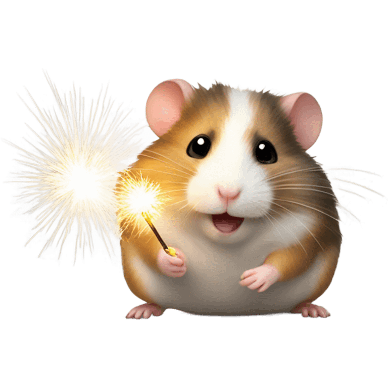 Christmas hamster with sparkler emoji