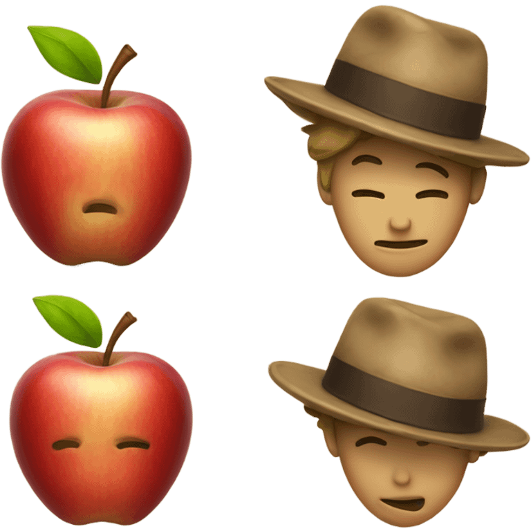 apple with hat emoji