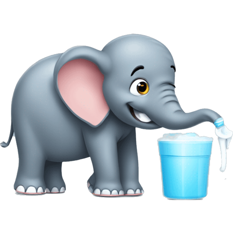 Elephant brushing teeth with toothbru emoji