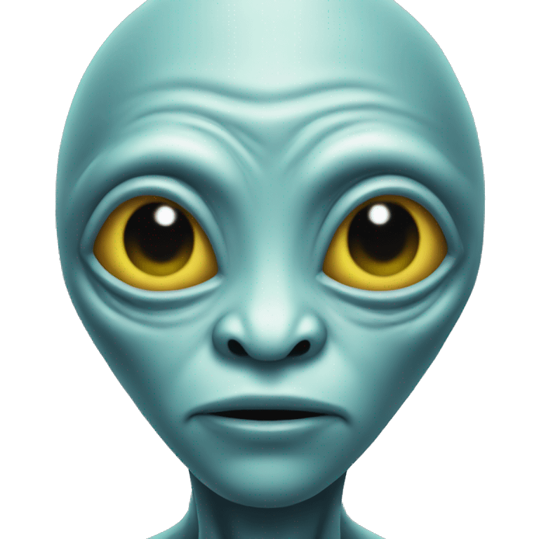 Alien with head shaped like a love and emoji