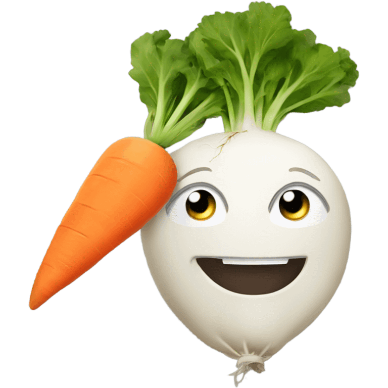 A turnip eating a carrot  emoji