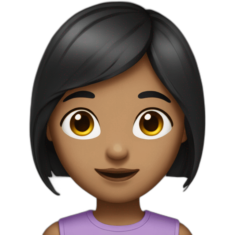 Cute girl with dusky skin tone and straight long black hairs emoji