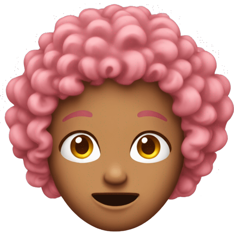 pink reaction emoji with curly hair emoji