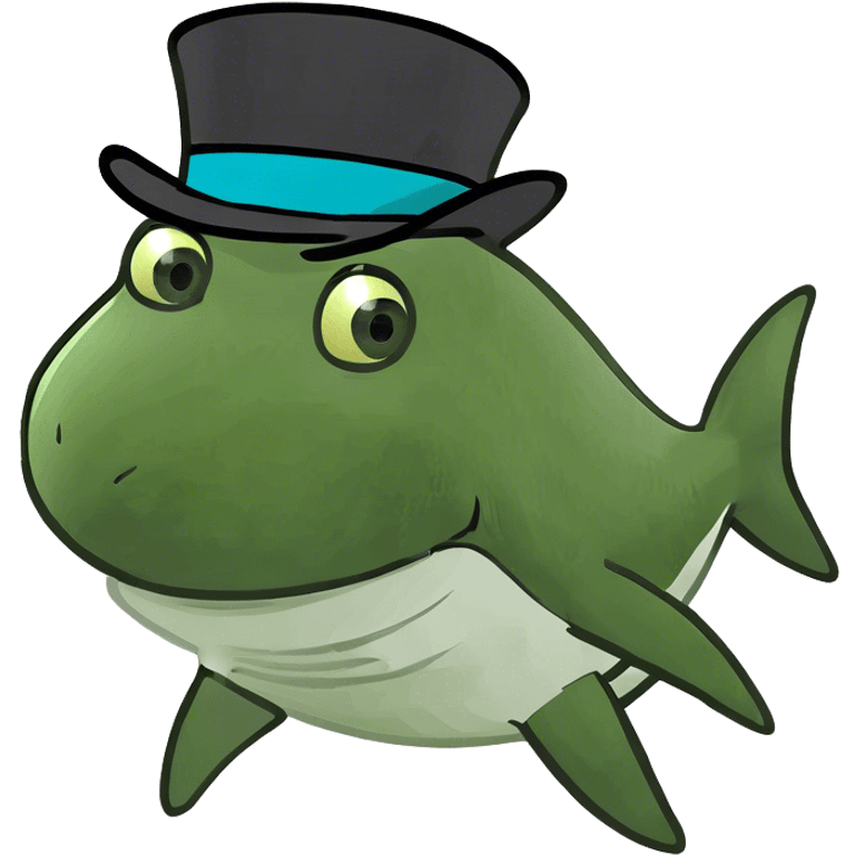 Shark with a top hat emoji