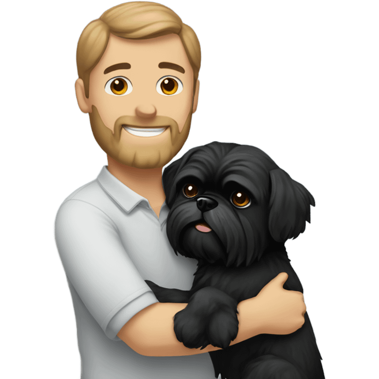 Man hugging black shih tzu  emoji