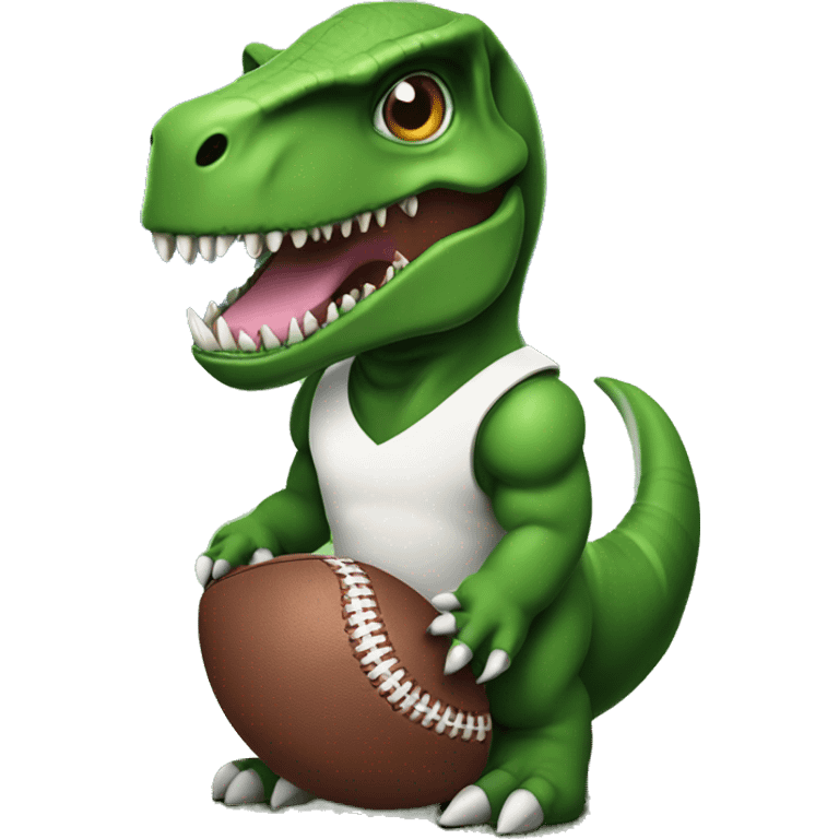 T-Rex wearing a football helmet on a baseball field emoji