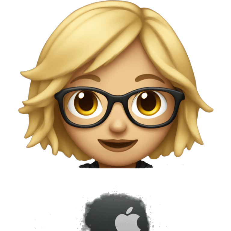 cute e-girl working on a black MacBook emoji