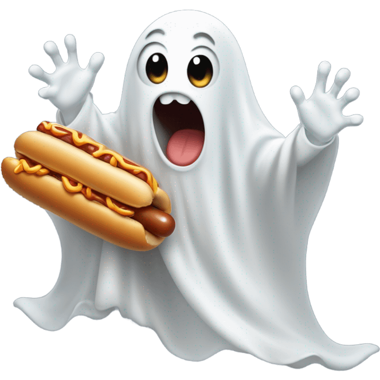 Ghost eating hotdog  emoji