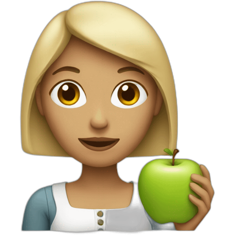 woman holding an apple emoji