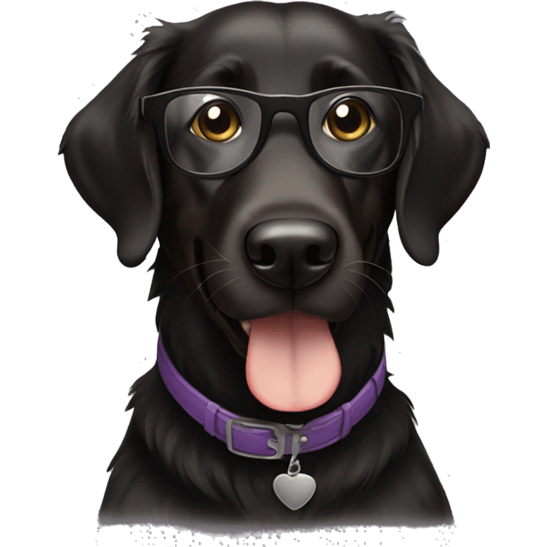 Black retriever wearing glssses emoji