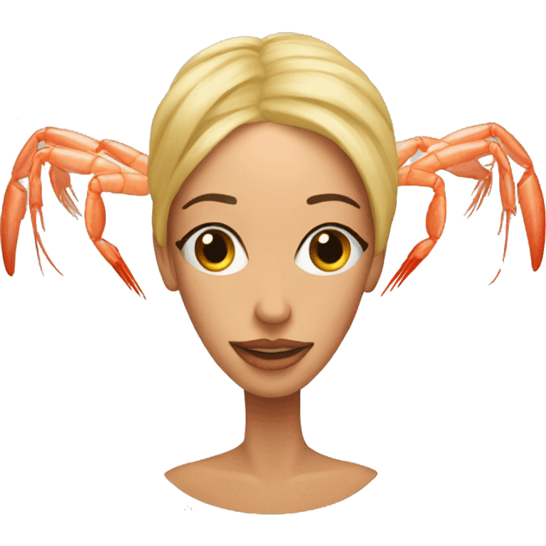 A woman, a shrimp's head emoji