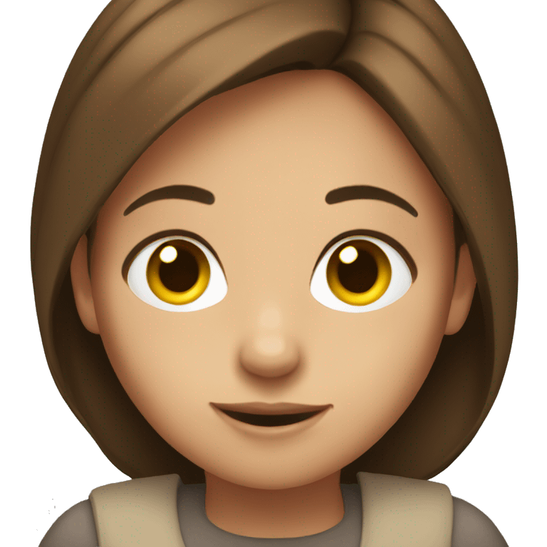 girl with brown hair reading emoji