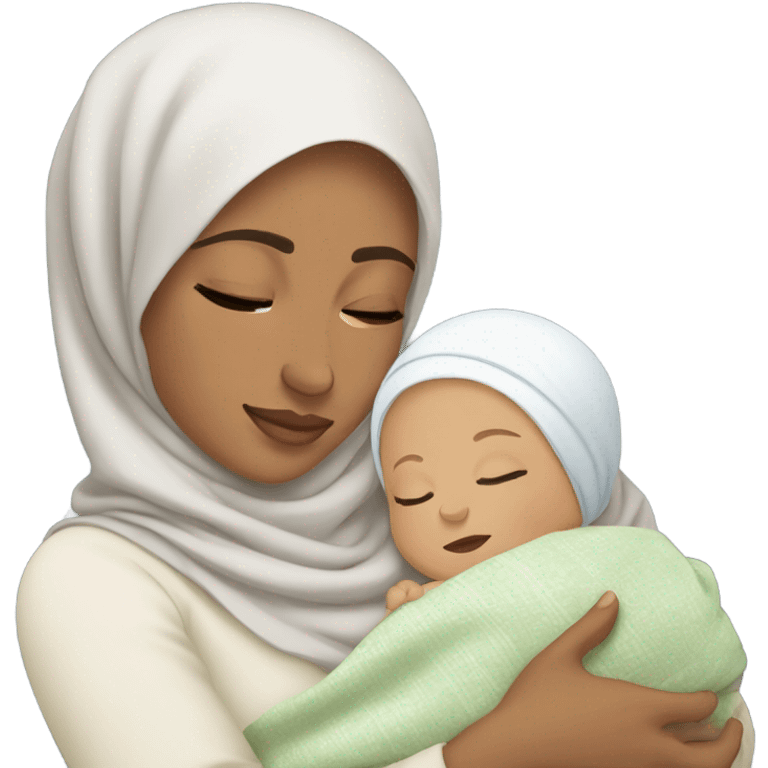 muslim white wife with sleeping baby emoji