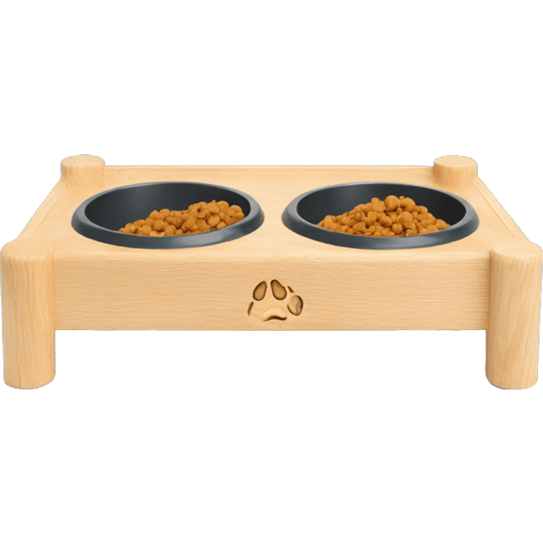 Elevated pine wood dog feeder with 2 bowls emoji