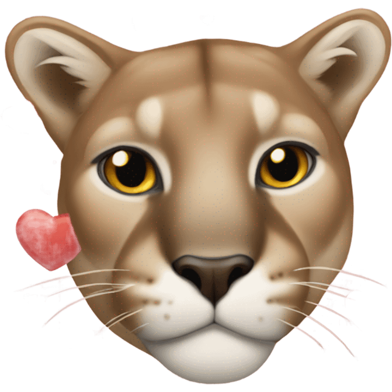 cougar with hearts emoji