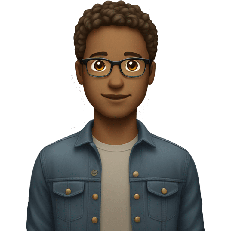 Young man with brown hair light skin and with glasses  emoji