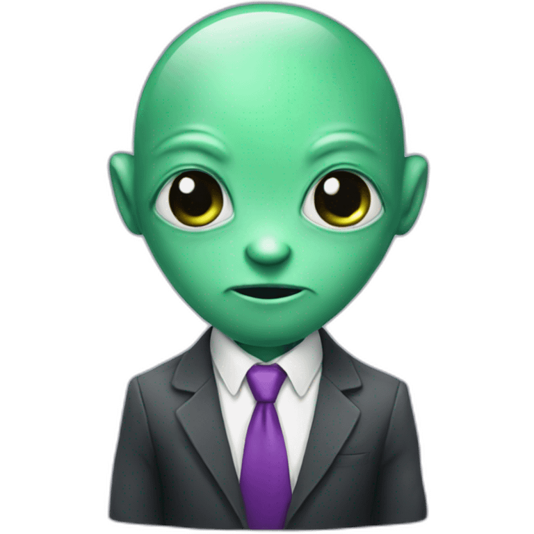 cute alien with a tie emoji