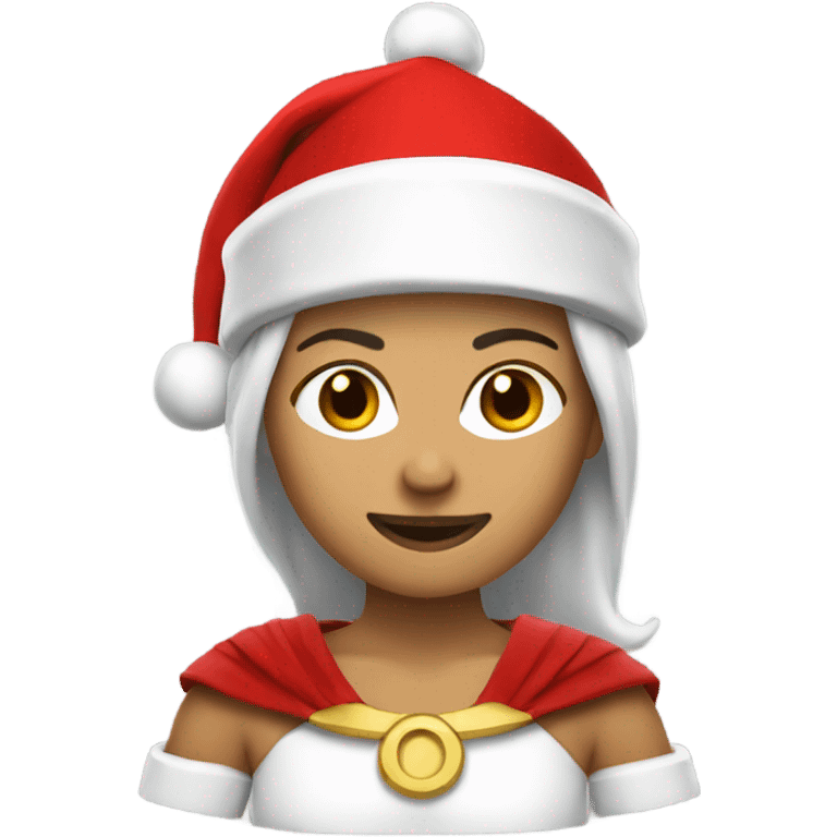 white spartan female wearing red santa hat emoji