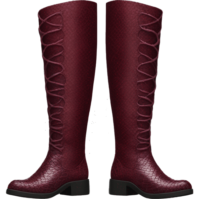 burgundy long boots with no face and a snake skin material  emoji