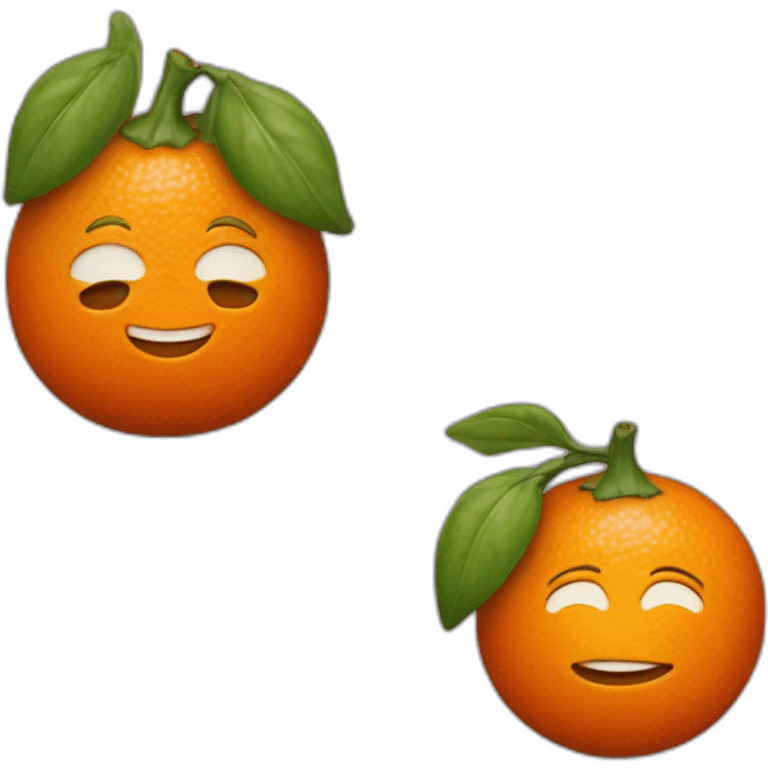 Une mandarine et une aubergine emoji