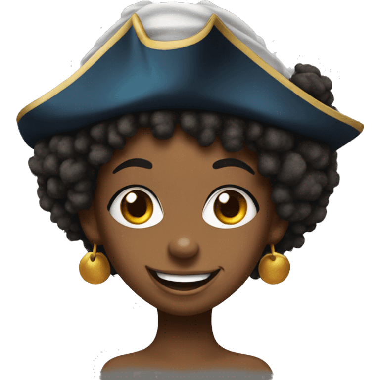 black girl with afro puffs with a pirate hat tounge out winking emoji