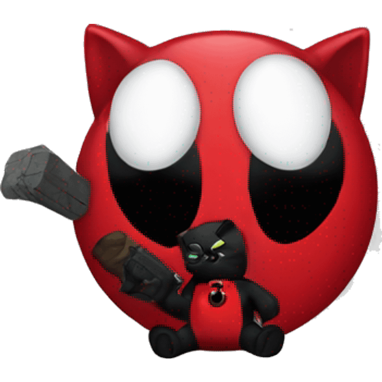 Deadpool con un gato negro adorable  emoji