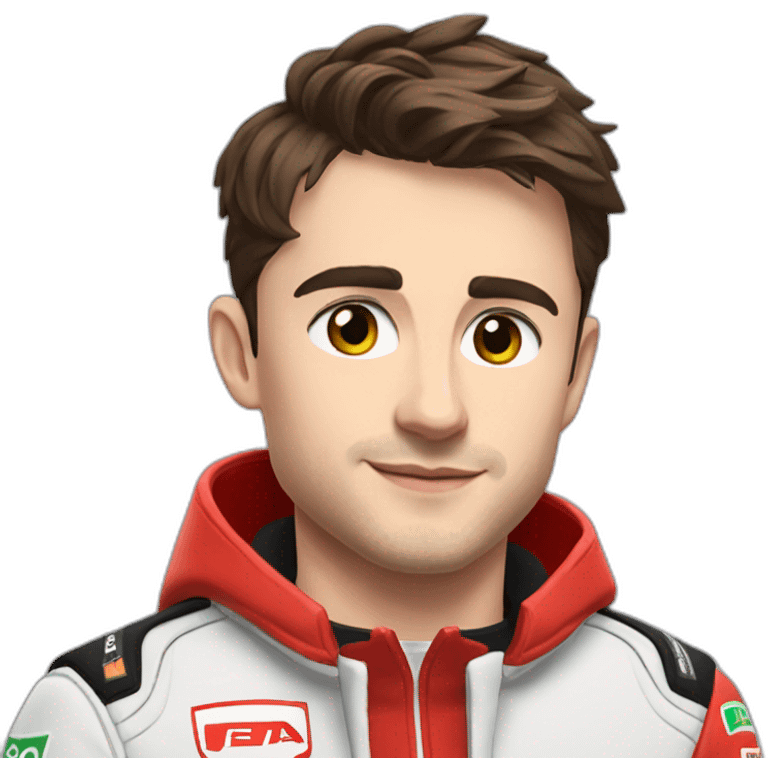 Charles leclerc avec une veste ferrarie rouge emoji