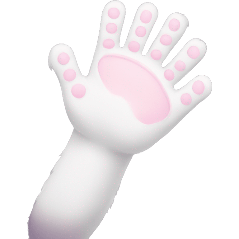 White furry cat arm from below with light pink pads emoji