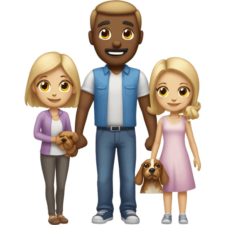 White family mother father two daughter and two dogs emoji