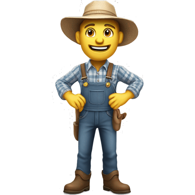 Realistic toon Human Adult Farmer, toon match game 3D character rendered emoji