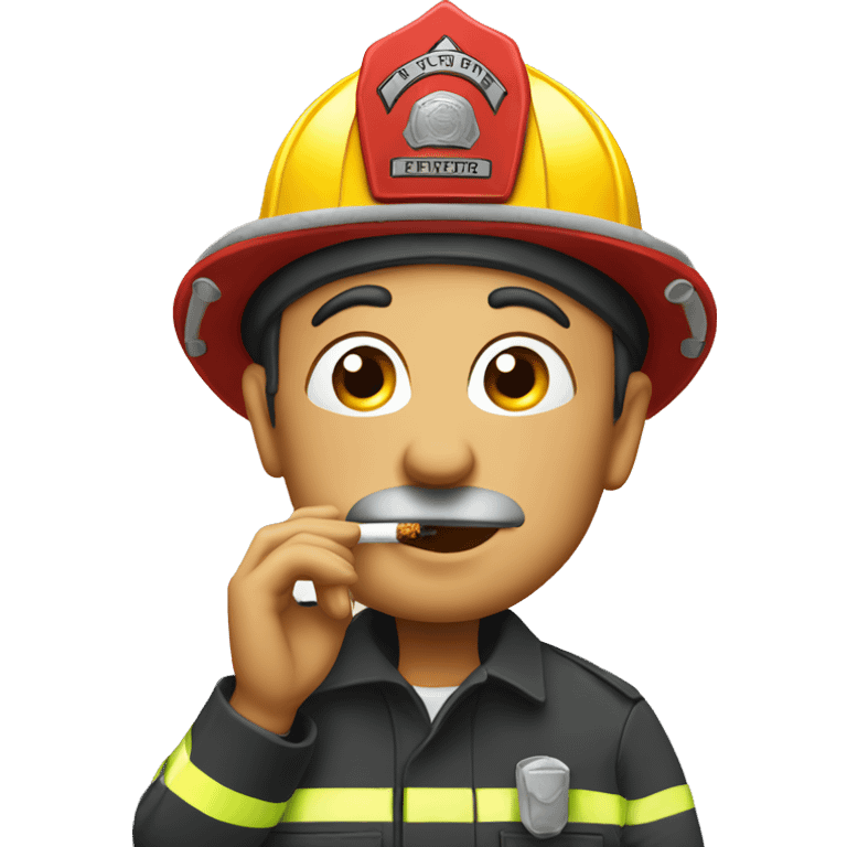 Middle aged firefighter smoking  emoji