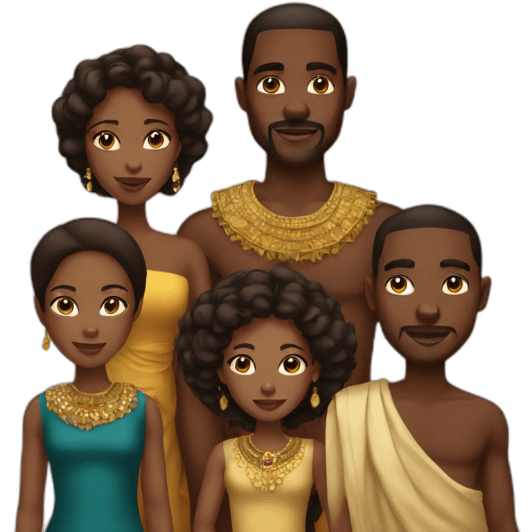 African royal family, with dark brown hair, brown emoji