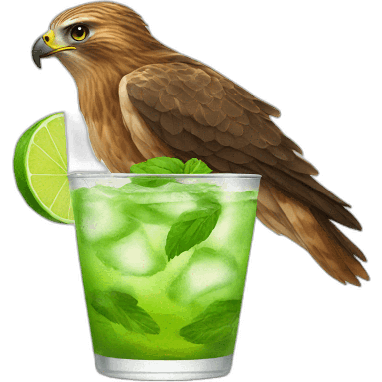 hawk drinking mojito emoji