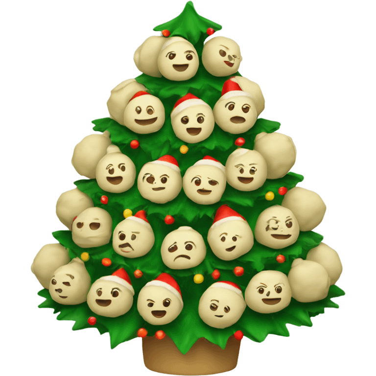 A Christmas tree decorated with dumplings emoji