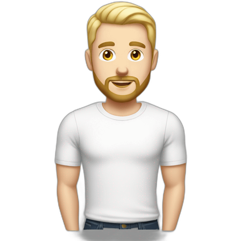 white man 30 years old blond with pointed goatee and beard, baldness, with a white cap, several gold earrings on each ear emoji