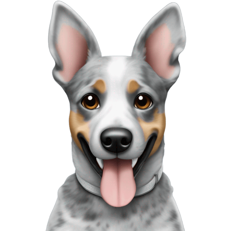 grey blue heeler dog with big ears emoji