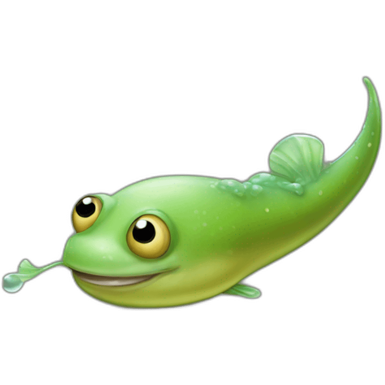 super happy microscopic tadpole-like creature, its teardrop-shaped head and long, whip-like tail  emoji