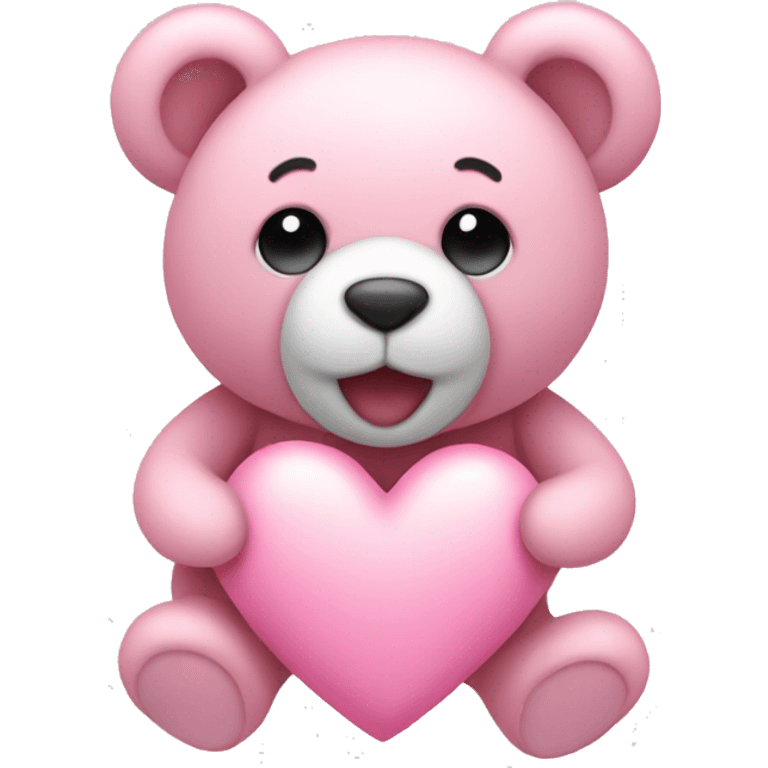 Pastel pink heart with teddy emoji