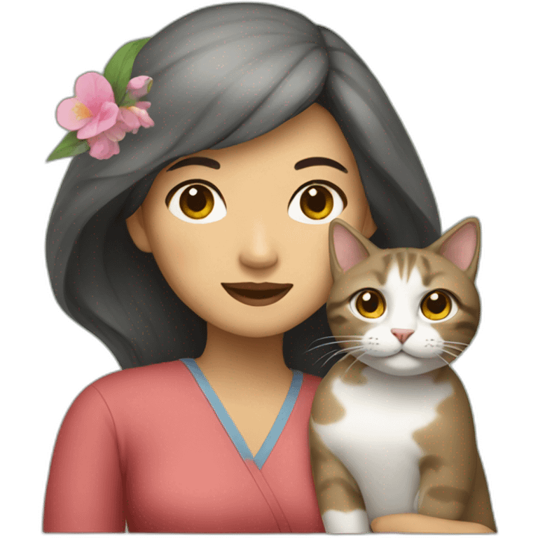 Vietnamese woman with a cat emoji